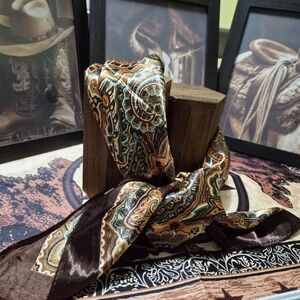 Paisley Silk Scarf 100% Polyester A11 Western Wear Wild Rag